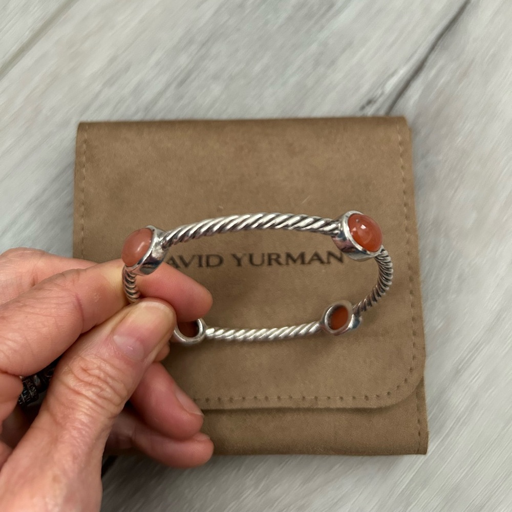 Authentic David Yurman Classic Cable Bracelet Bangle with 4 gemstones